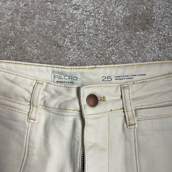 Pilcro Anthropologie sz 25 buttery cream Denim wide cuff wide leg jeans - Picture 6 of 10